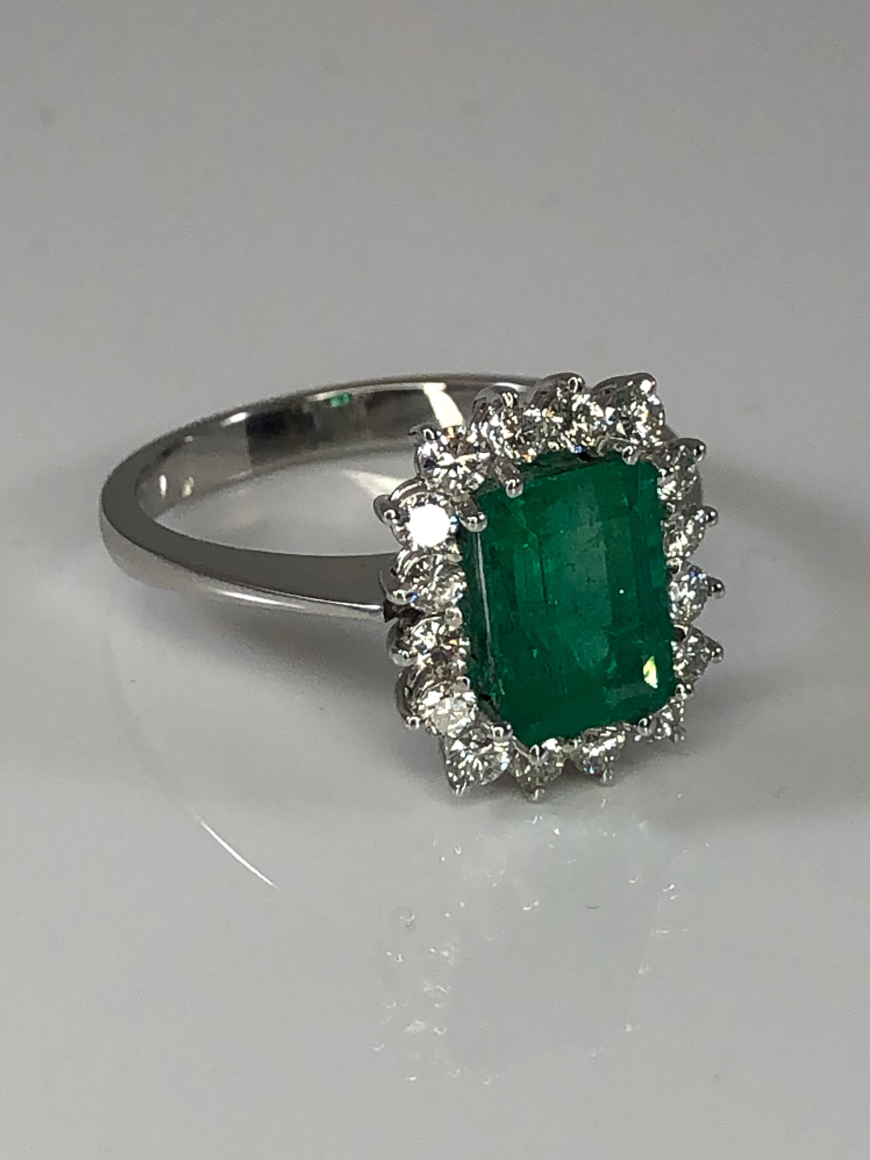 Georgios Collections 18 Karat White Gold Emerald Cut Emerald and Diamond Ring For Sale 8
