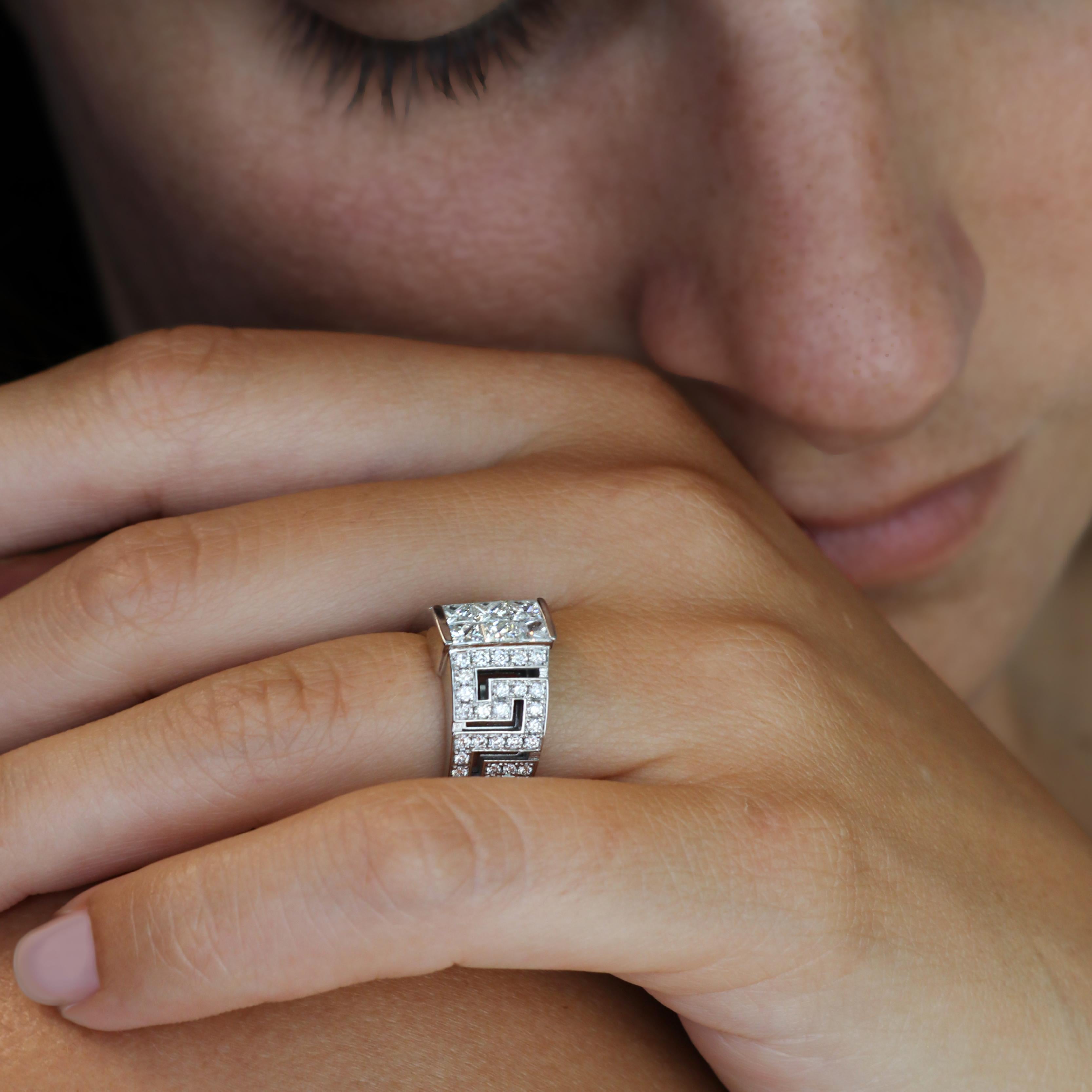 Georgios Collections 18 Karat White Gold Invisible Princess Cut Diamond Ring For Sale 6