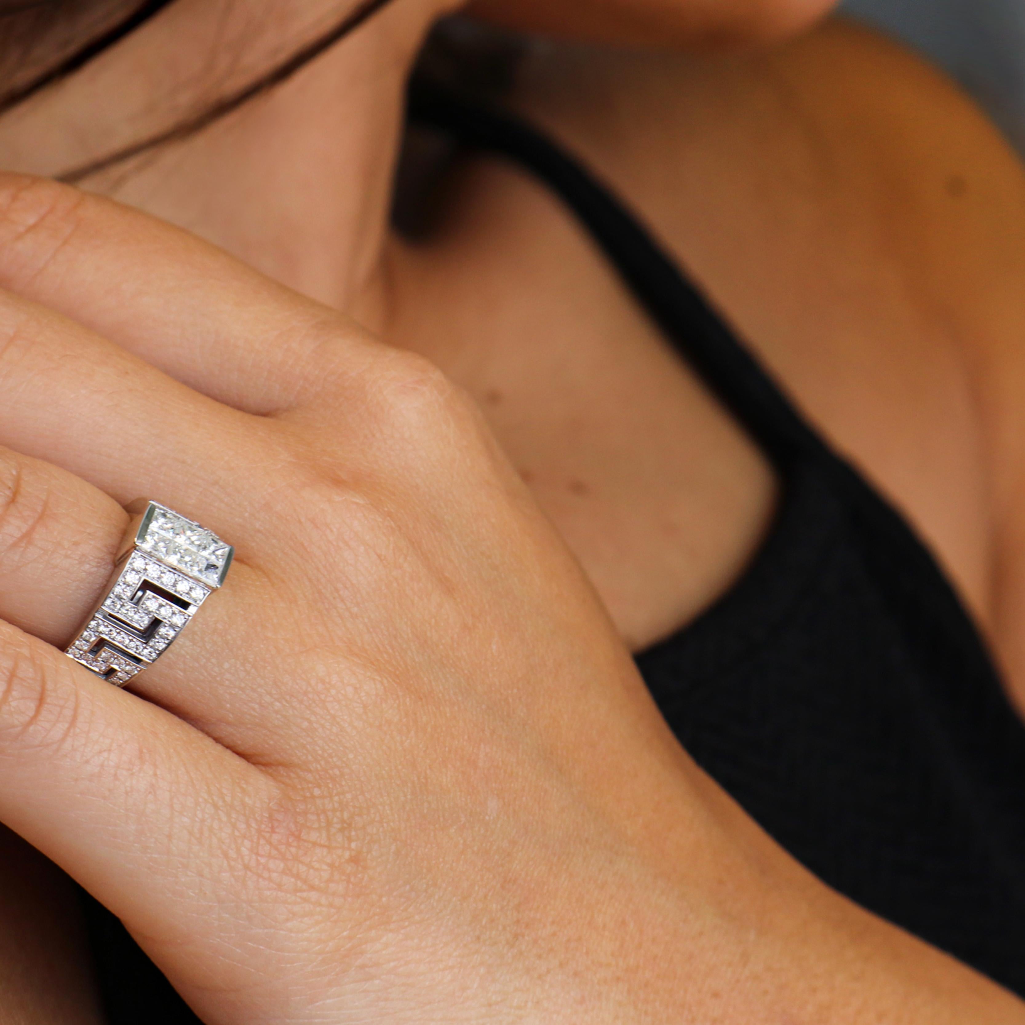 Georgios Collections 18 Karat White Gold Invisible Princess Cut Diamond Ring For Sale 7