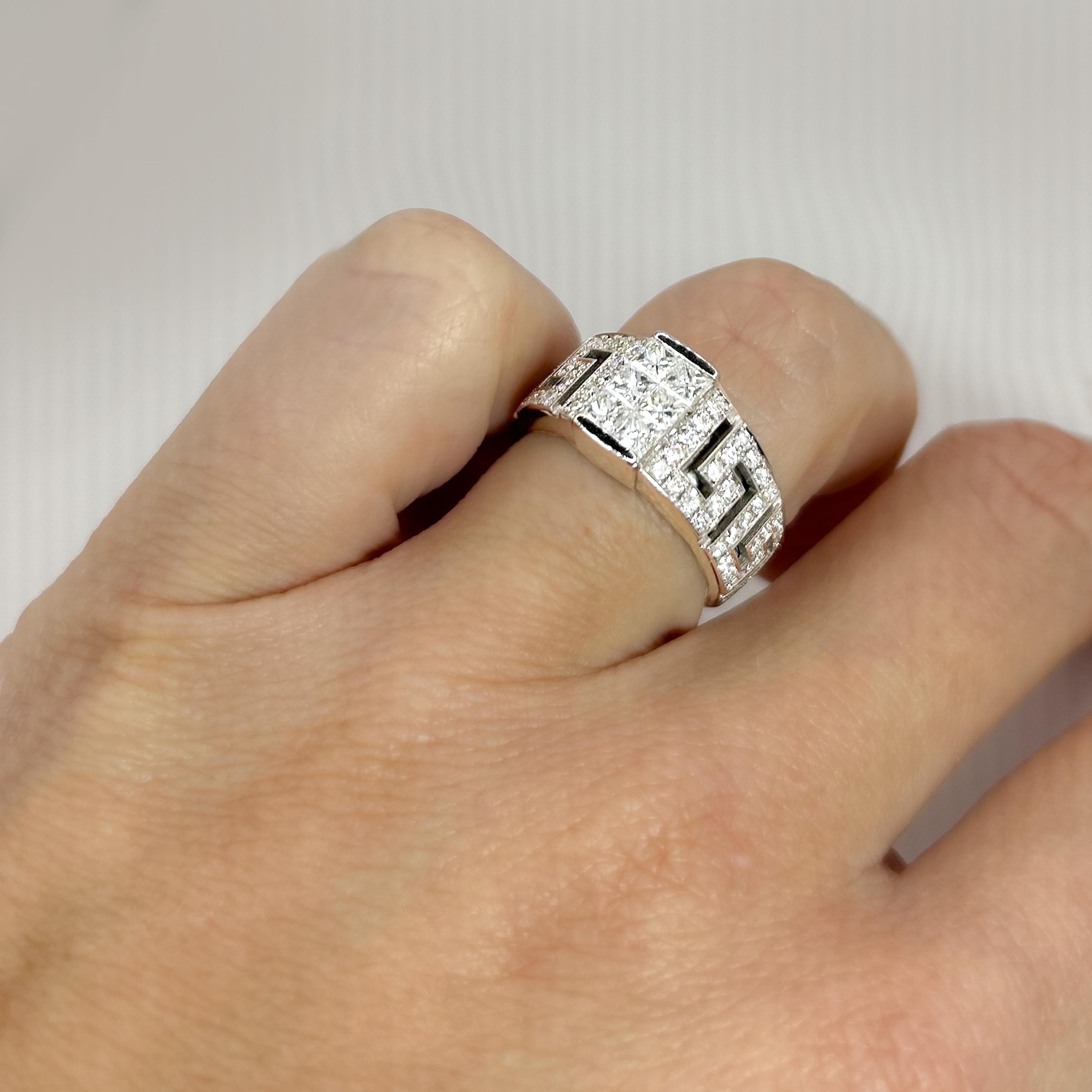 Georgios Collections 18 Karat White Gold Invisible Princess Cut Diamond Ring For Sale 9