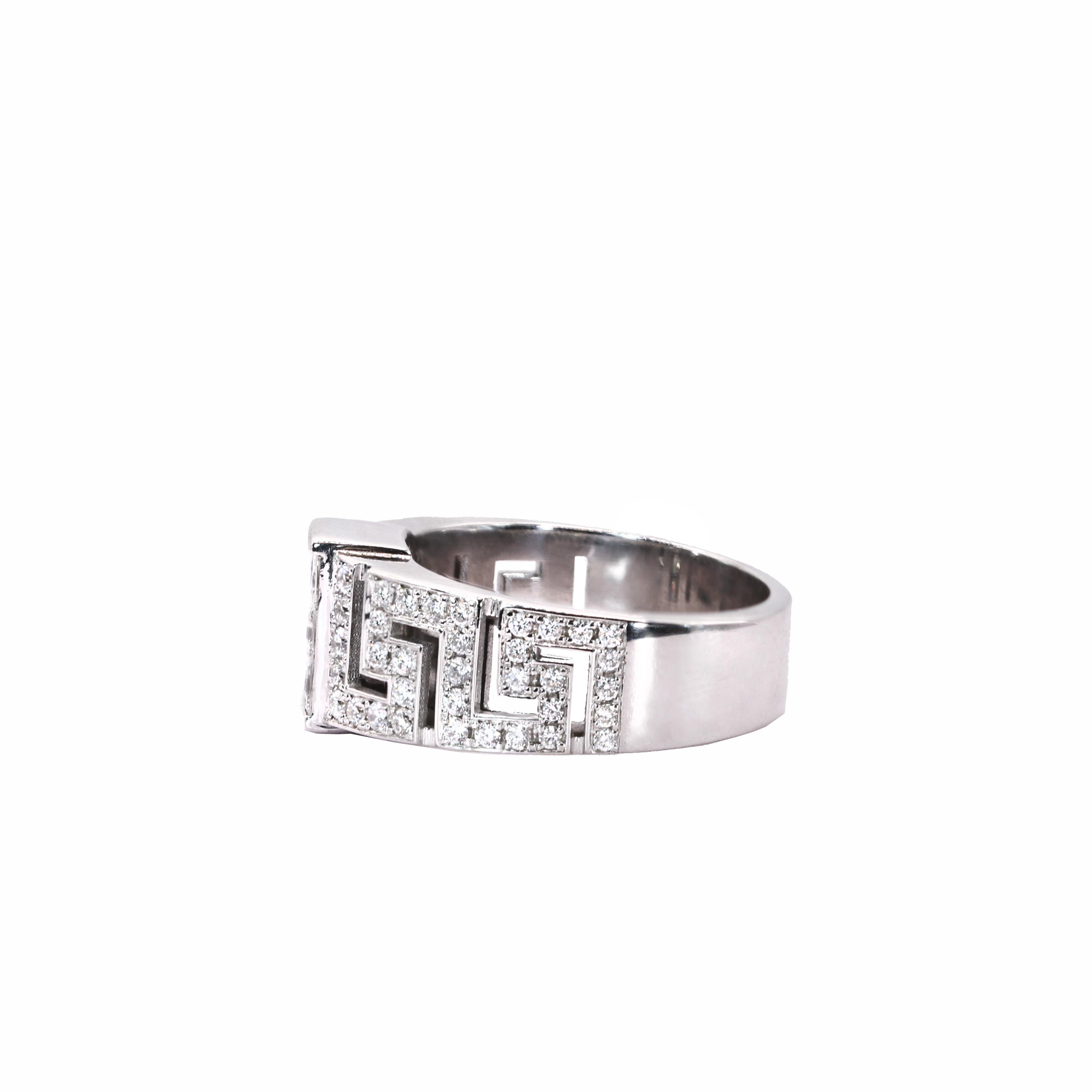 Classical Greek Georgios Collections 18 Karat White Gold Invisible Princess Cut Diamond Ring For Sale