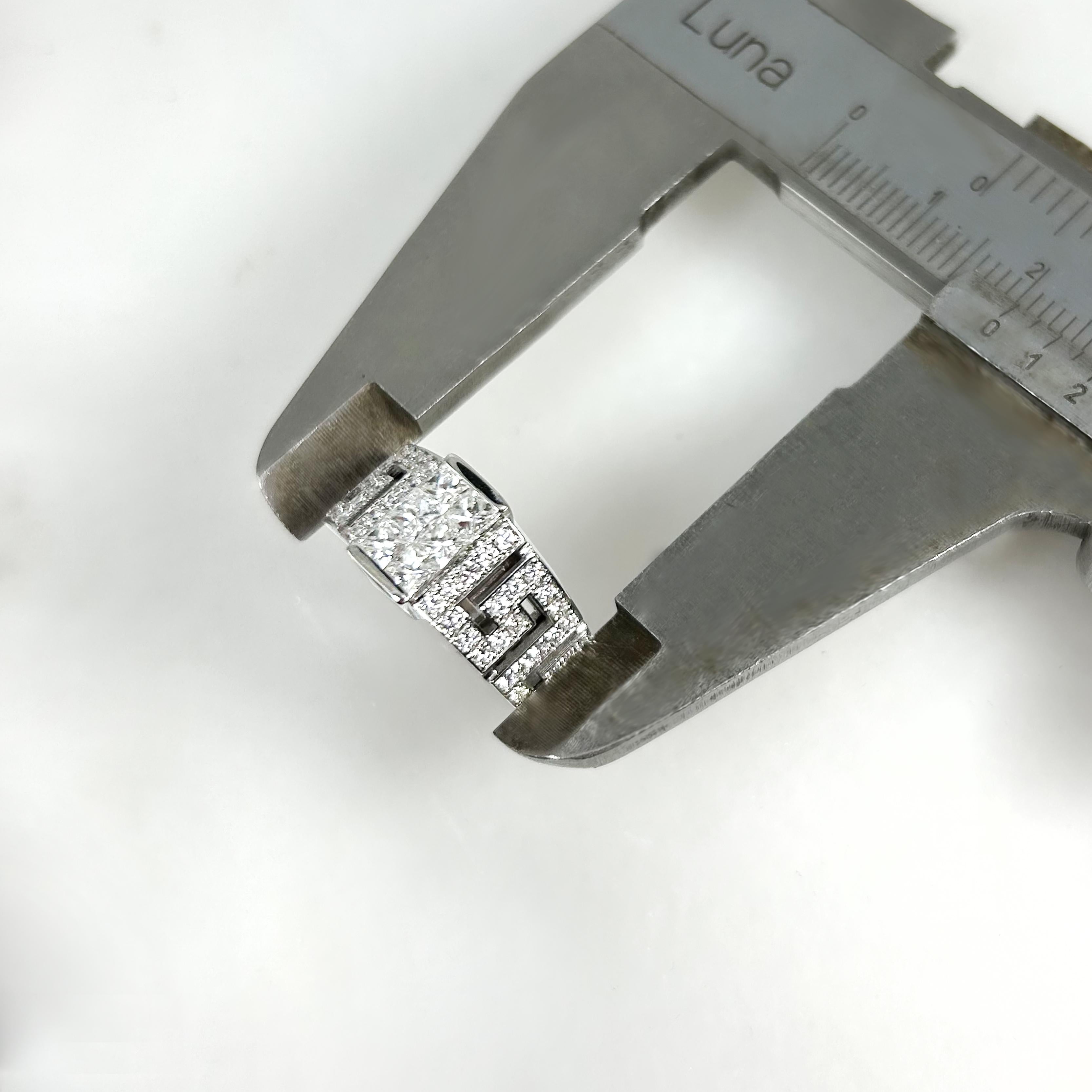 Georgios Collections 18 Karat White Gold Invisible Princess Cut Diamond Ring For Sale 4