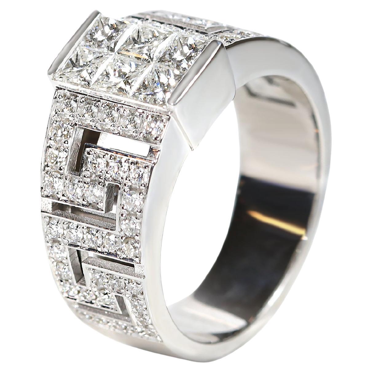 Georgios Collections 18 Karat White Gold Invisible Princess Cut Diamond Ring For Sale