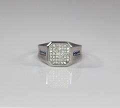 Georgios Collections 18 Karat White Gold Men's Diamond Sapphire Geometric Ring