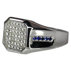 Georgios Kollektionen Geometrischer Ring für Herren aus 18 Karat Weißgold mit Diamanten und Saphiren