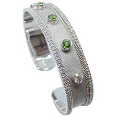 Georgios Collections 18 Karat White Gold Multi-Color Diamond Cuff Bracelet