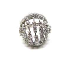 Georgios Collections 18 Karat White Gold Multiple Loose Diamond Wide Dome Ring