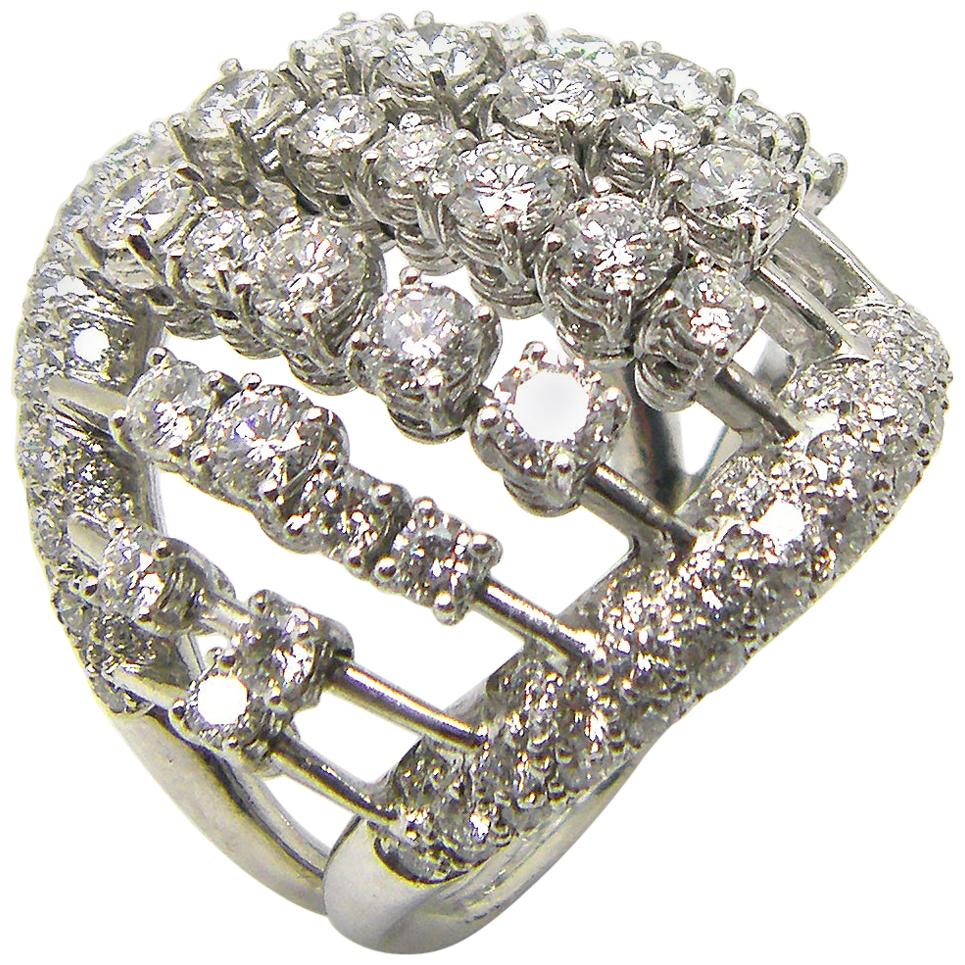 Georgios Collections 18 Karat White Gold Multiple Loose Diamond Wide Dome Ring