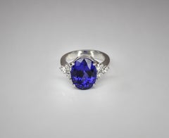 Georgios Collections 18 Karat White Gold Oval Cut Tanzanite and Diamond Ring