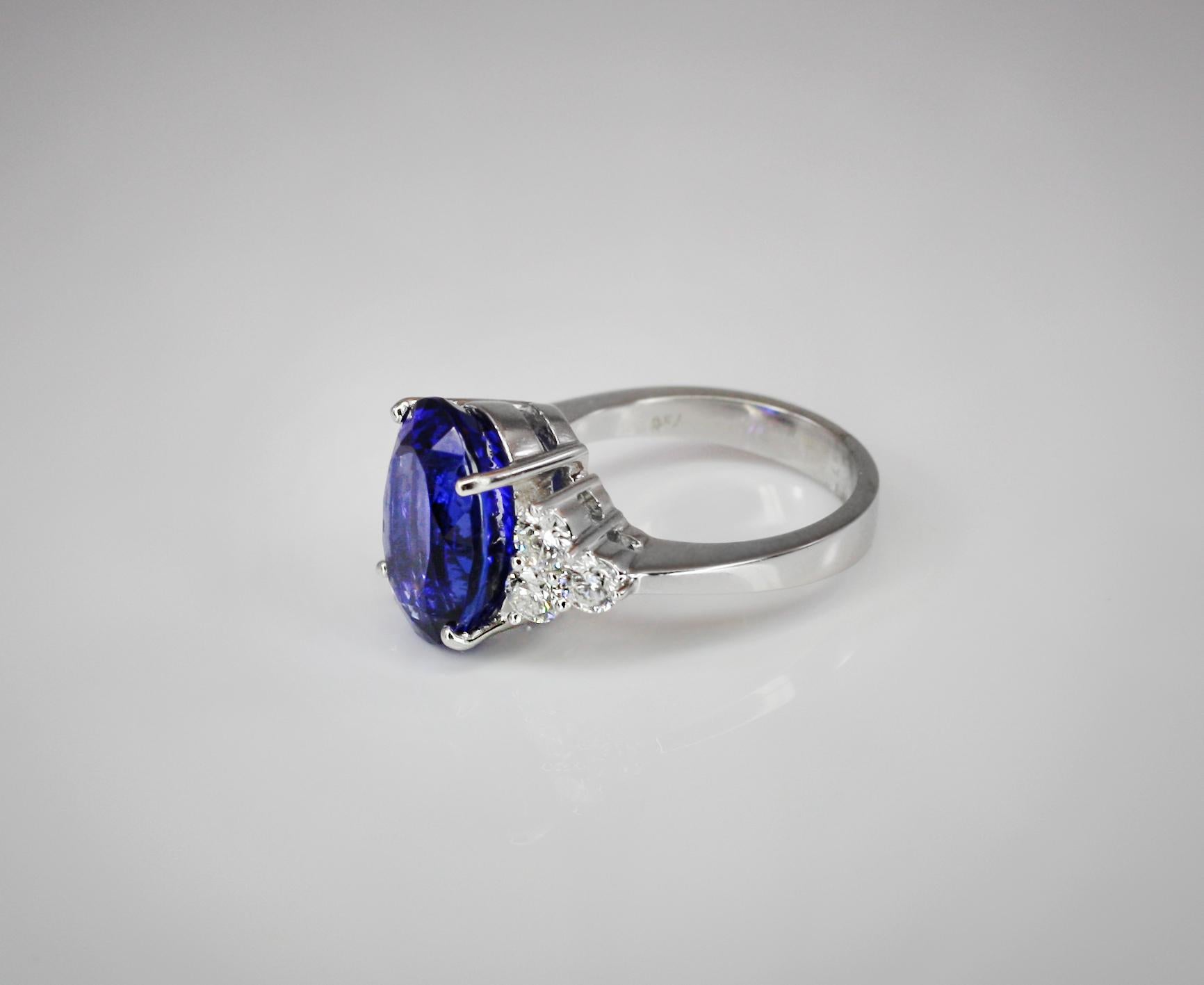 Contemporary Georgios Collections 18 Karat White Gold Oval Cut Tanzanite and Diamond Ring For Sale