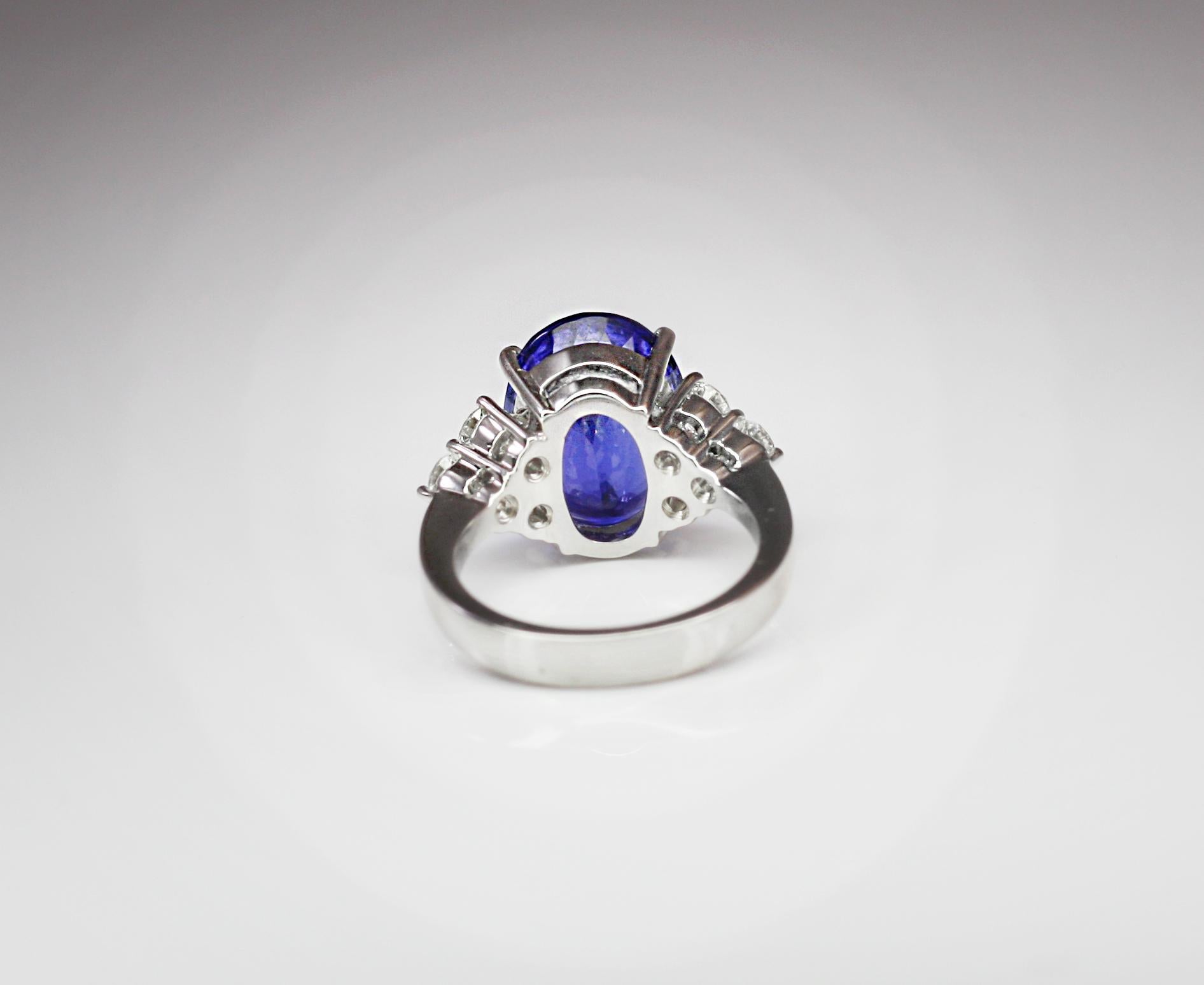 Georgios Collections 18 Karat White Gold Oval Cut Tanzanite and Diamond Ring For Sale 3