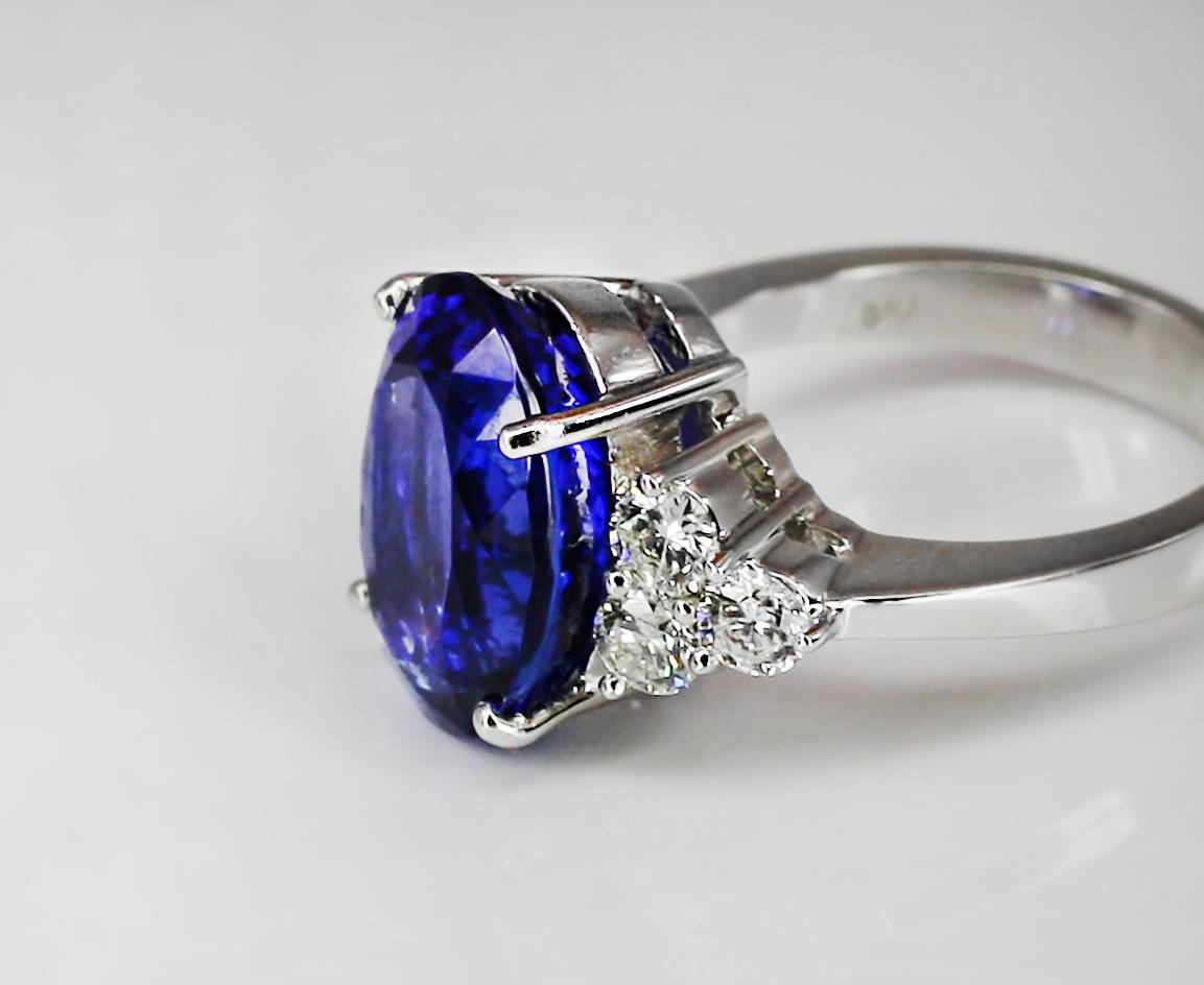Georgios Collections 18 Karat White Gold Oval Cut Tanzanite and Diamond Ring For Sale 4