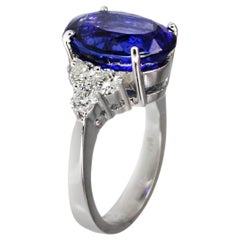 Georgios Collections 18 Karat White Gold Oval Cut Tanzanite and Diamond Ring