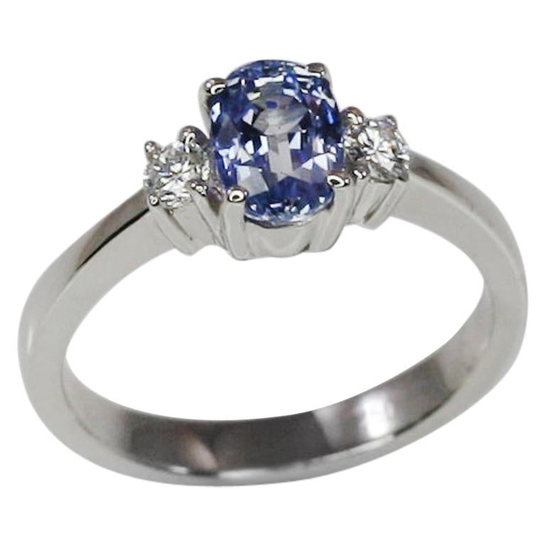 Georgios Collections 18 Karat White Gold Oval Natural Sapphire and Diamond Ring
