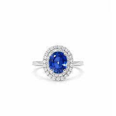 Georgios Collections 18 Karat White Gold Oval Sapphire and Diamond Halo Ring