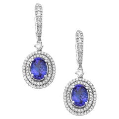 Georgios Kollektionen Ovale Tansanit-Ohrringe aus 18 Karat Weißgold mit Diamanten