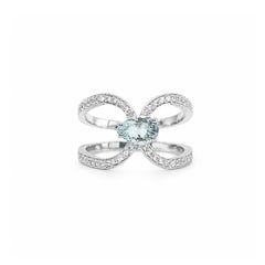 Georgios Collections 18 Karat White Gold Pear-Cut Aquamarine and Diamond Ring