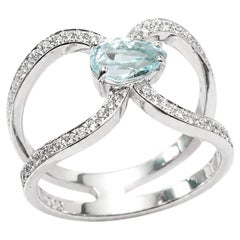 Georgios Collections 18 Karat White Gold Pear-Cut Aquamarine and Diamond Ring