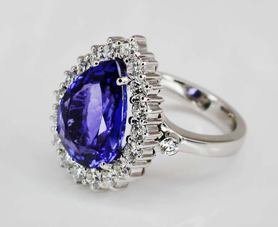 Georgios Collections 18 Karat White Gold Pear Shape Tanzanite and Diamond Ring For Sale 7