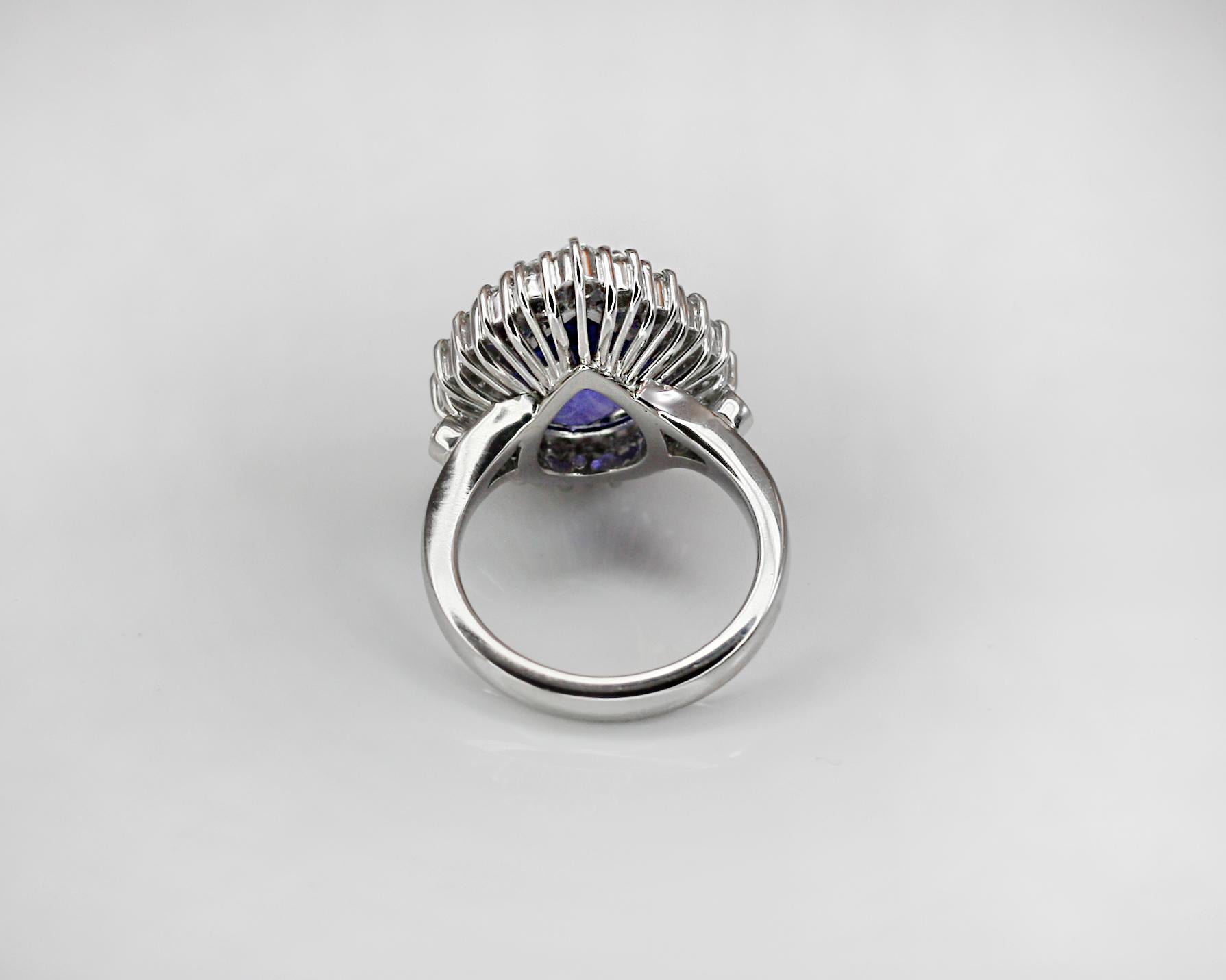 Contemporary Georgios Collections 18 Karat White Gold Pear Shape Tanzanite and Diamond Ring For Sale