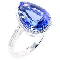 Georgios Collections 18 Karat White Gold Pear Tanzanite Ring with Diamonds