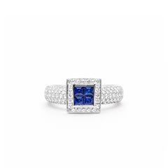 Georgios Collections 18 Karat White Gold Princess-Cut Sapphire and Diamond Ring
