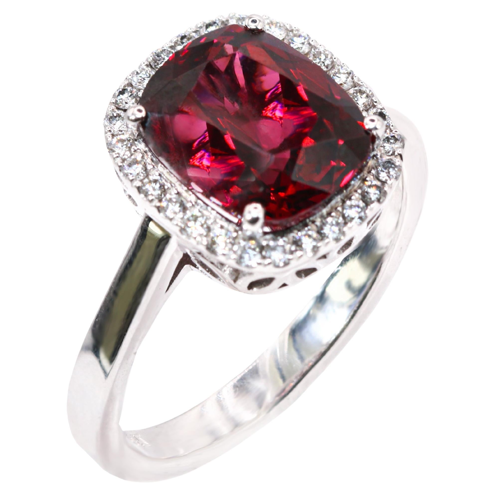 Georgios Collections 18 Karat White Gold Rhodolite Ring with Diamond Bezel