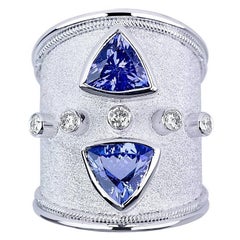 Georgios Collections 18 Karat White Gold Ring with Tanzanites and Diamonds