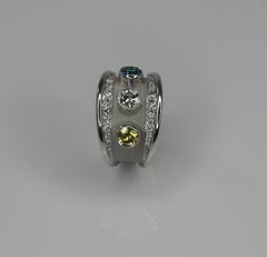 Anello Georgios Collections in oro bianco 18 carati con diamante giallo blu bianco