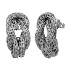 Georgios Collections 18 Karat White Gold Rope Earrings with Hercules Knot