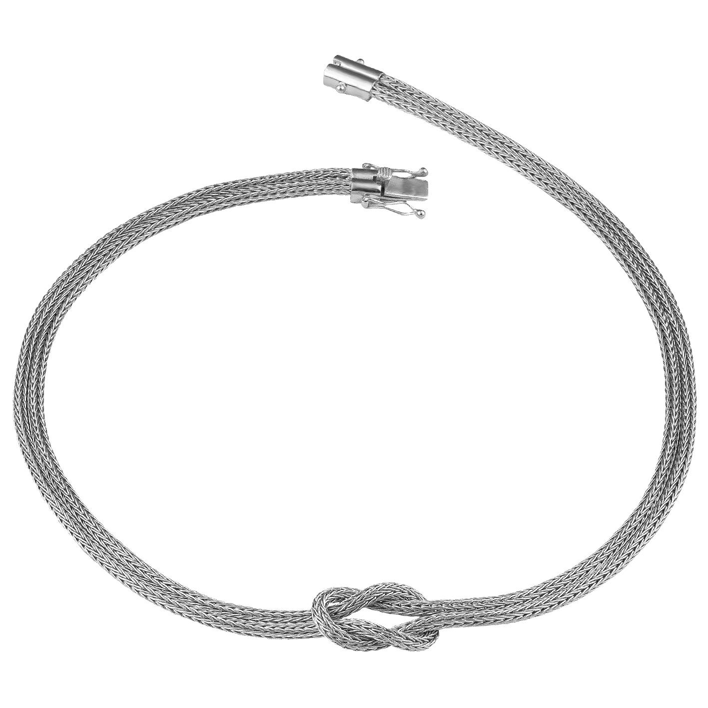 Greco classico Collana in corda d'oro bianco 18 carati con nodo d'Ercole di Georgios Collections in vendita