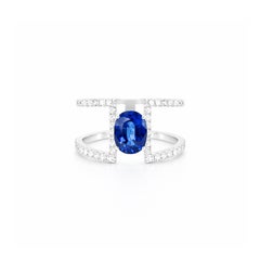 Georgios Collections 18 Karat White Gold Sapphire and Diamond Double Band Ring