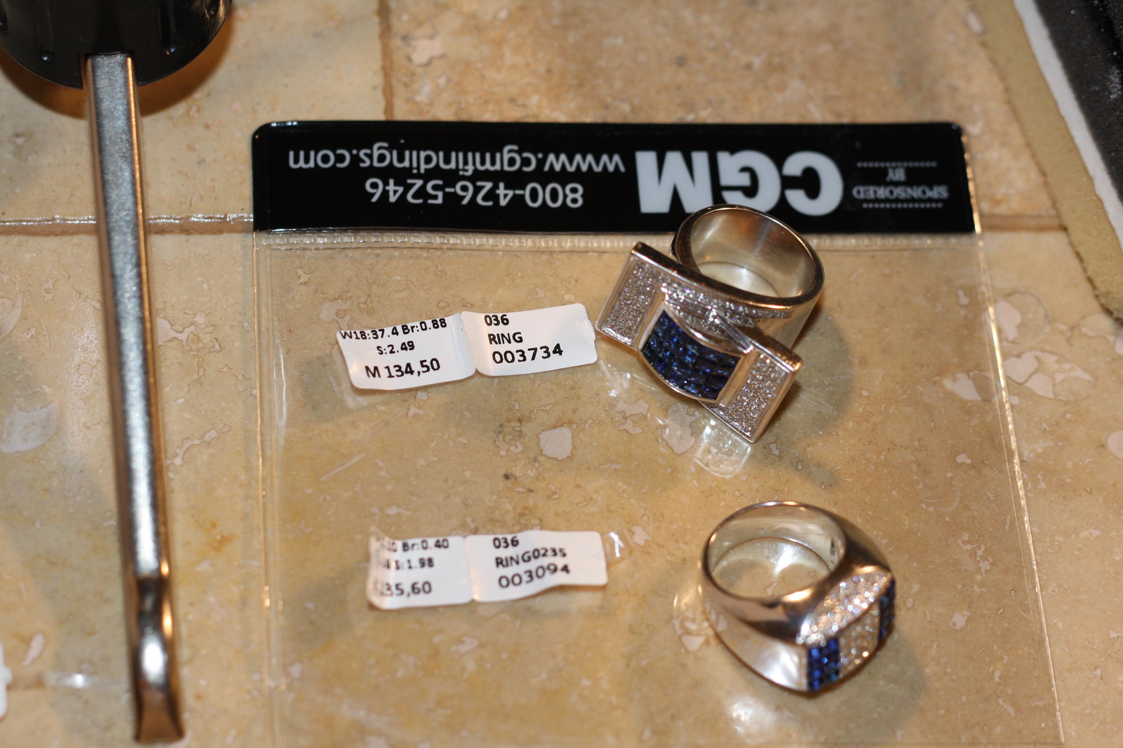 Georgios Collections 18 Karat White Gold Sapphire Diamond Geometric Band Ring For Sale 12