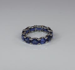 Georgios Collections 18 Karat White Gold Eternity Blue Sapphire Tennis Band Ring