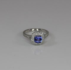 Georgios Collections Bague jonc rosette en or blanc 18 carats avec tanzanite et diamant
