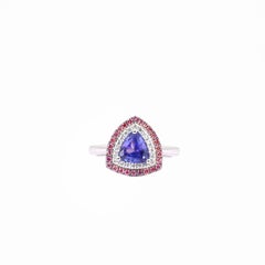 Georgios Collections 18 Karat White Gold Tanzanite Ring with Pink Diamonds