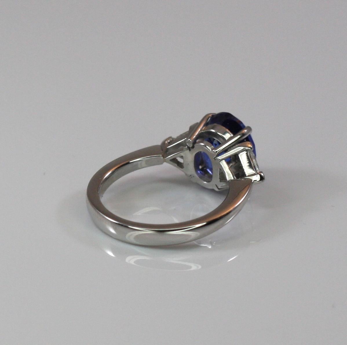 Georgios Collections 18 Karat White Gold Tanzanite Solitaire and Diamond Ring For Sale 7
