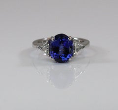 Georgios Collections 18 Karat White Gold Tanzanite Solitaire and Diamond Ring