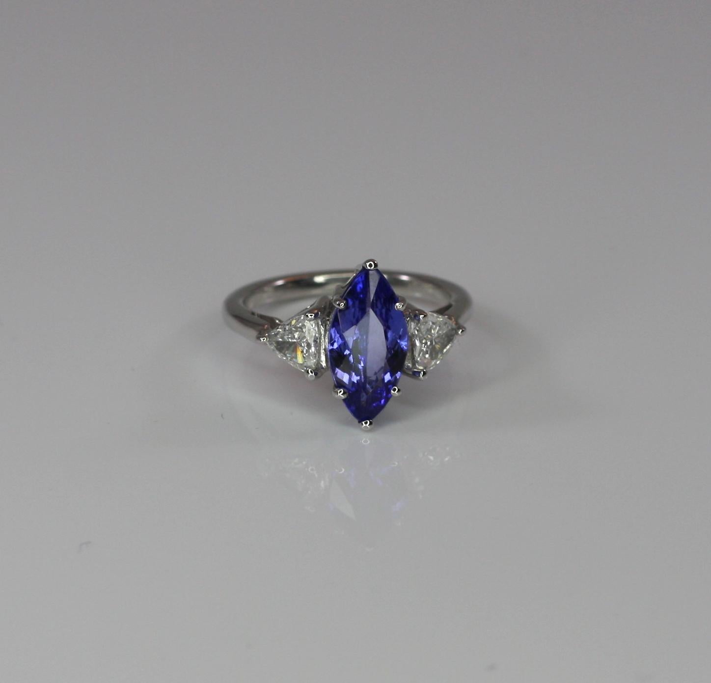 Georgios Collections 18 Karat White Gold Tanzanite Solitaire and Diamond Ring In New Condition For Sale In Astoria, NY