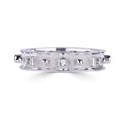 Georgios Collections 18 Karat White Gold Thin Princess Cut Diamond Band Ring