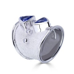 Georgios Collections 18 Karat White Gold Trilliant Tanzanite and Diamond Ring