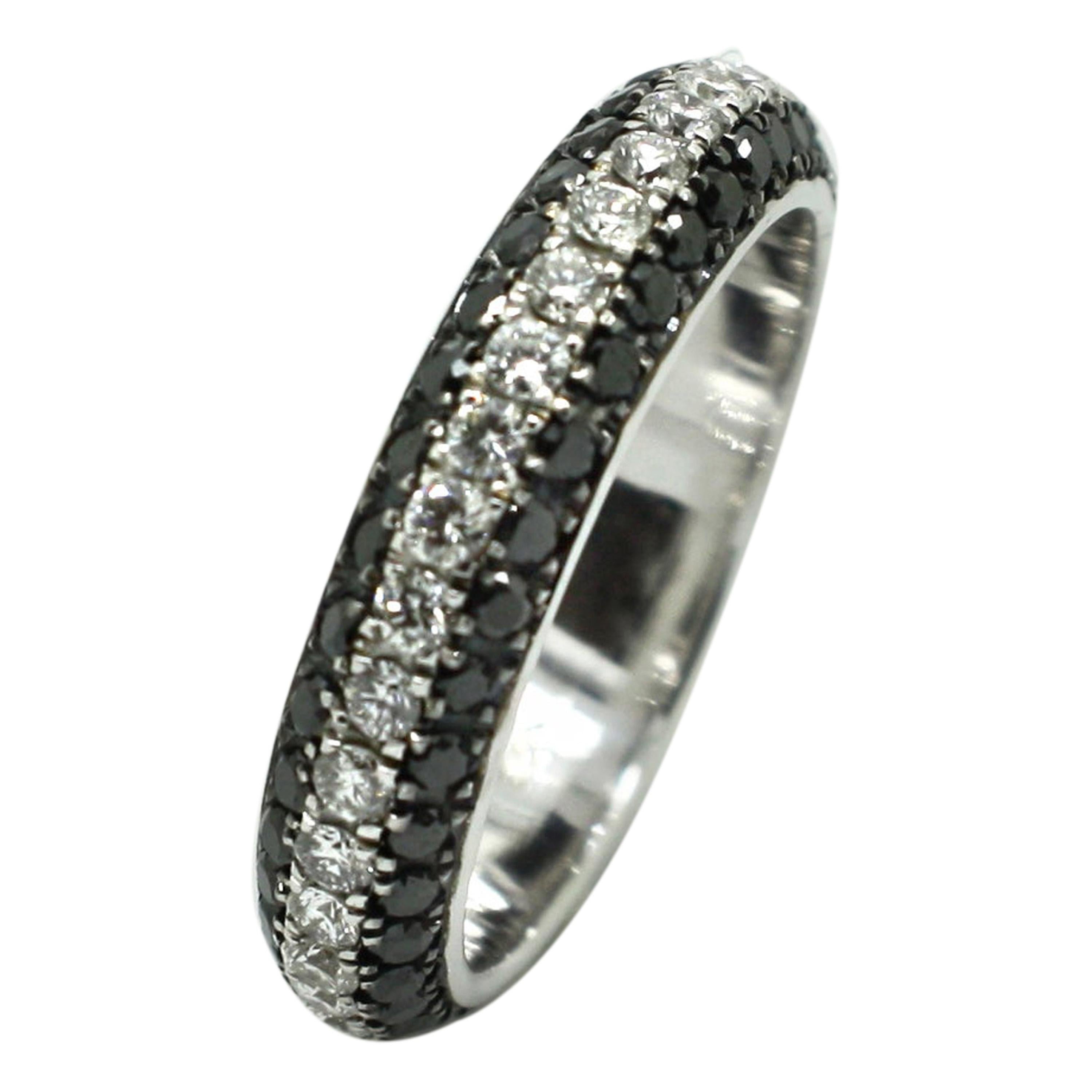 Georgios Collections 18 Karat White Gold Black and White Diamond Two-Tone Ring