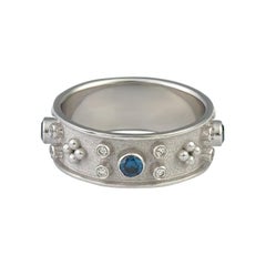 Georgios Collections 18 Karat White Gold White and Blue Diamond Band Ring