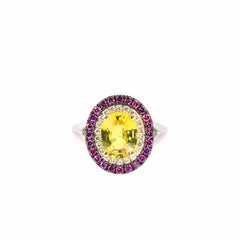 Georgios Collections 18 Karat White Gold Yellow Sapphire & Purple Diamonds Ring
