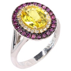 Anello Georgios Collections in oro bianco 18 carati con zaffiro giallo e diamanti viola