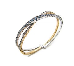 Georgios Collections Pulsera de oro rosa blanco de 18 quilates con diamantes marrón azulado