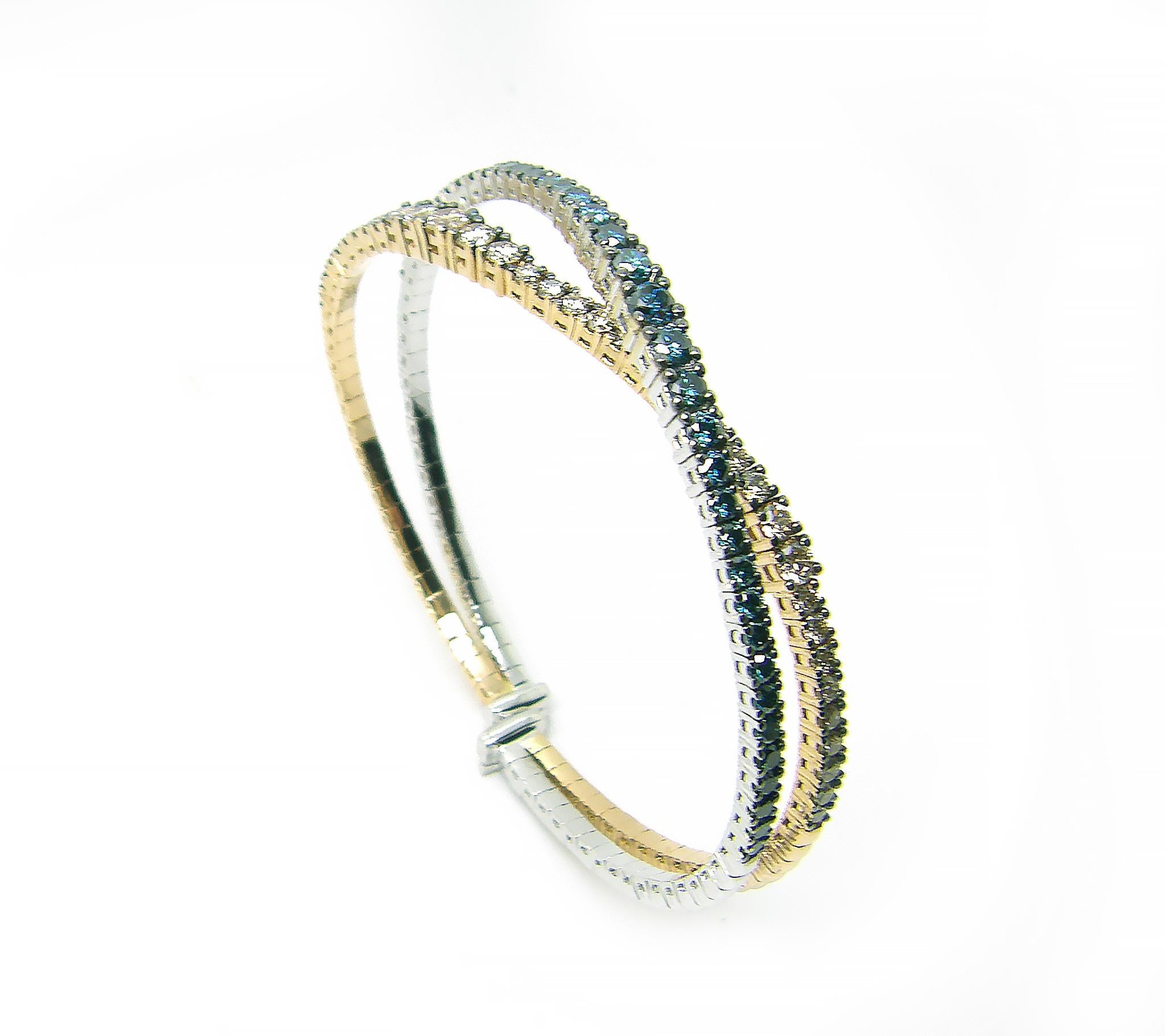Georgios Collections Armband aus 18 Karat weißem Roségold mit blauen Brown Diamanten im Angebot 3