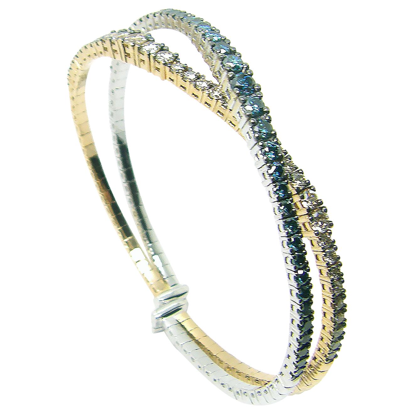 The Collective Bracelet en or rose blanc 18 carats avec diamants bleus et bruns