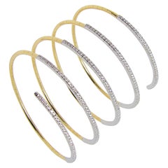 Georgios Collections 18 Karat White & Yellow Gold Diamond Flexible Wide Bracelet