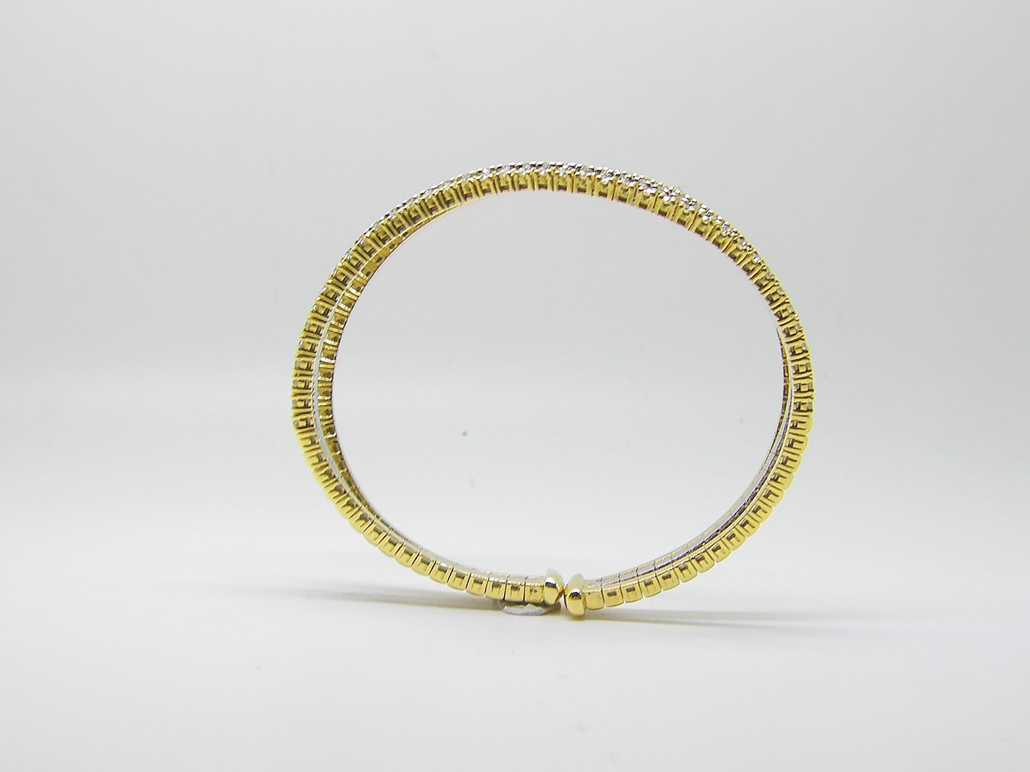 Contemporary Georgios Collections 18 Karat Yellow and White Gold Diamond Cuff Bracelet For Sale